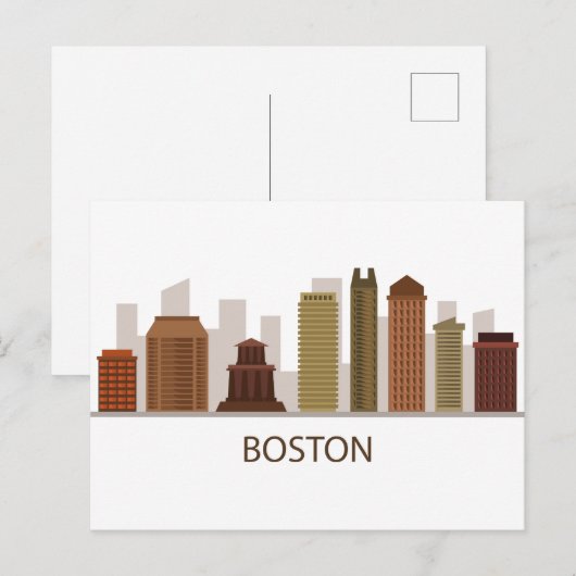 Boston Skyline Briefkaart (Voorkant / Achterkant)