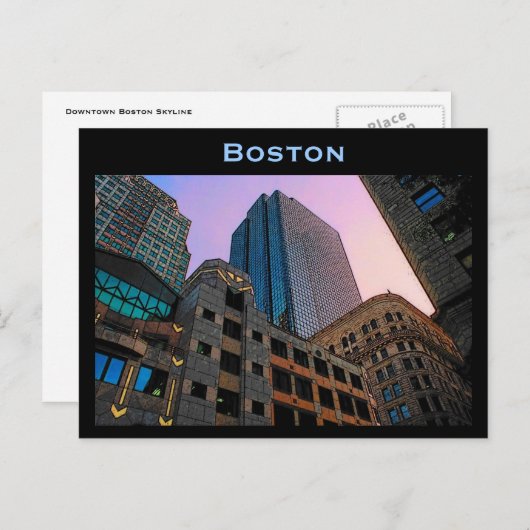 Boston Skyline Briefkaart (Voorkant / Achterkant)
