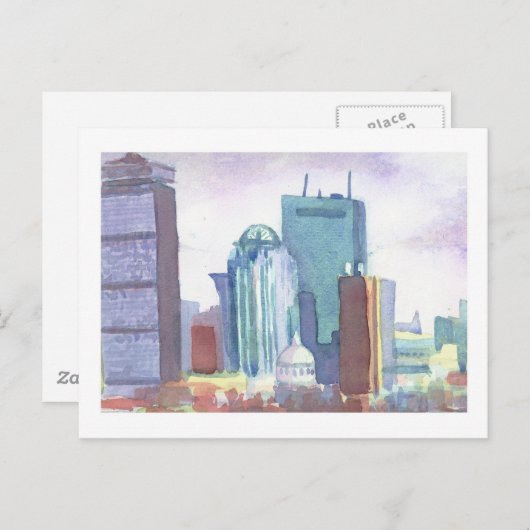 Boston Skyline Briefkaart (Voorkant / Achterkant)
