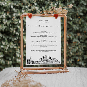 Boston Skyline bruiloft diner menu Kaart 5x7