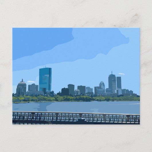 Boston Skyline Charles River Painting, blz Briefkaart (Voorkant)