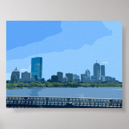 Boston Skyline Charles River Painting, blz Poster