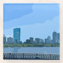 Boston Skyline Charles River Painting Glazen Onderzetter