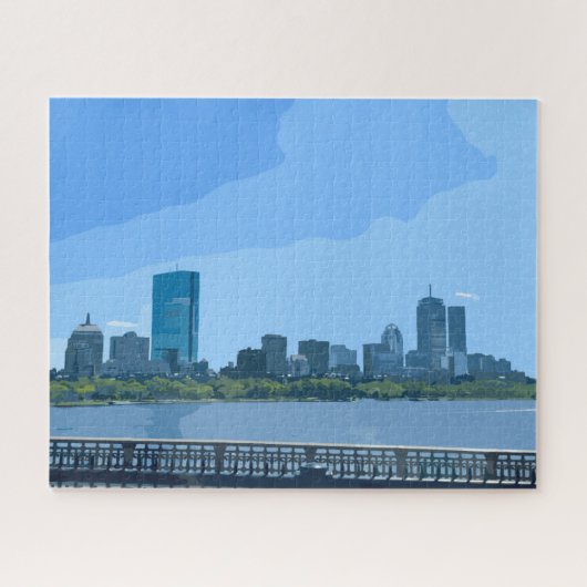 Boston Skyline Charles River Painting Legpuzzel (Horizontaal)