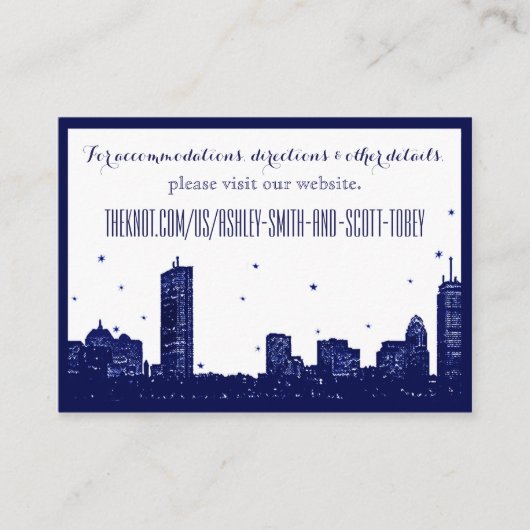 Boston Skyline Donkerblauw op witte Insert Kaart (Voorkant)