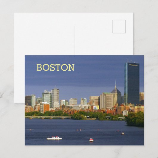 Boston Skyline en Charles River Briefkaart (Voorkant / Achterkant)