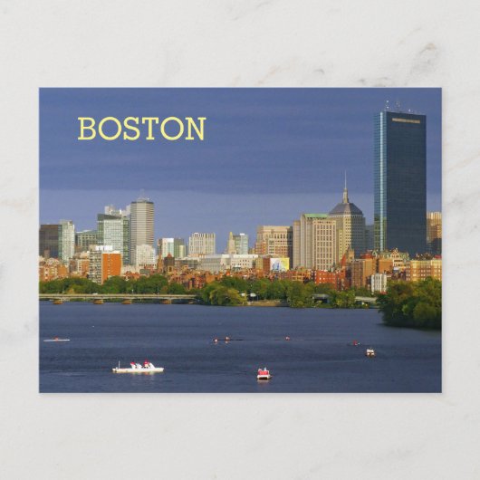 Boston Skyline en Charles River Briefkaart (Voorkant)