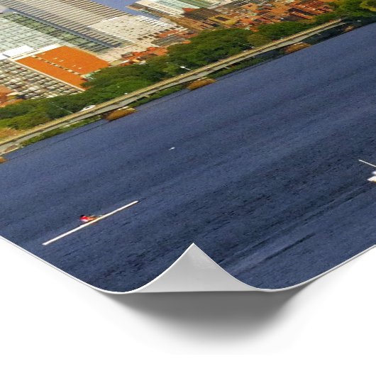 Boston Skyline en Charles River Poster (Hoek)