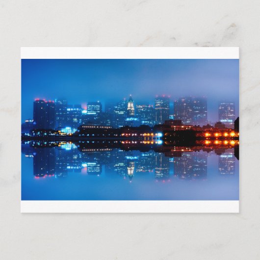Boston skyline en mist briefkaart (Voorkant)