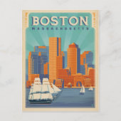 Boston Skyline en Sailboten | Massachusetten Briefkaart (Voorkant)
