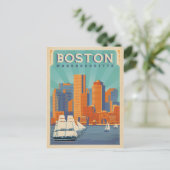 Boston Skyline en Sailboten | Massachusetten Briefkaart (Staand voorkant)
