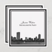 Boston Skyline Etched Framed Bachelorette Kaart (Voorkant / Achterkant)