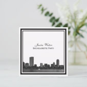 Boston Skyline Etched Framed Bachelorette Kaart (Staand voorkant)