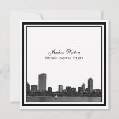 Boston Skyline Etched Framed Bachelorette Kaart (Voorkant)