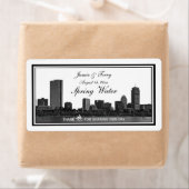 Boston Skyline Etched Framed H #2 Water Bottle Etiket (Insitu)