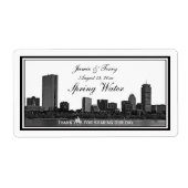 Boston Skyline Etched Framed H #2 Water Bottle Etiket (Voorkant)