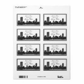 Boston Skyline Etched Framed H #2 Water Bottle Etiket (Full Sheet)