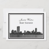 Boston Skyline Etched Framed H Baby shower Kaart (Voorkant)