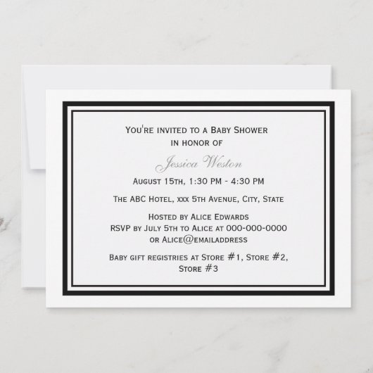 Boston Skyline Etched Framed H Baby shower Kaart (Achterkant)