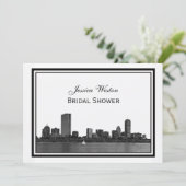 Boston Skyline Etched Framed H Vrijgezellenfeest Kaart (Staand voorkant)