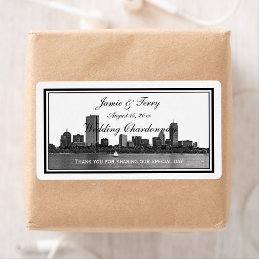 Boston Skyline Etched Framed H Wine Label (Insitu)