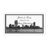 Boston Skyline Etched Framed H Wine Label (Voorkant)