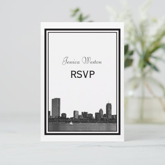 Boston Skyline Etched Framed RSVP (Staand voorkant)