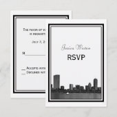 Boston Skyline Etched Framed RSVP Kaartje (Voorkant / Achterkant)