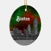 Boston Skyline Etched Green Red Starry Sky Xmas Keramisch Ornament (Rechts)