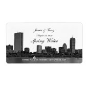 Boston Skyline Etched H #2 Water Bottle Etiket (Voorkant)