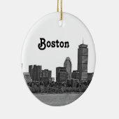 Boston Skyline Etched Keramisch Ornament (Rechts)