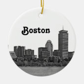 Boston Skyline Etched Keramisch Ornament (Voorkant)