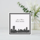 Boston Skyline Etched L Vrijgezellenfeest Kaart (Staand voorkant)