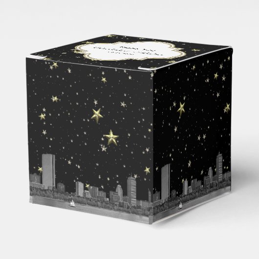 Boston Skyline Etched Starry DIY BG Color Bedankdoosjes (Voorkant Zijde)
