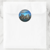 Boston Skyline Fotokunst Tekening Ronde Sticker (Tas)