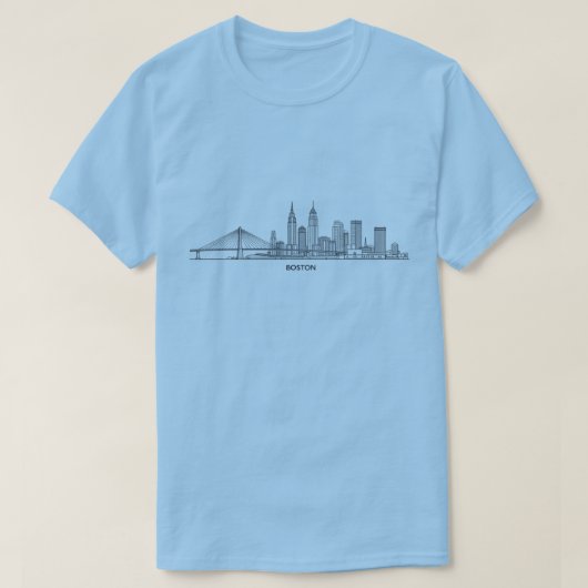 Boston Skyline Gedetailleerde lijnkunst | stadsbez T-shirt (Design voorkant)
