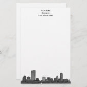 Boston Skyline geëtst 01 Stationery Briefpapier (Voorkant / Achterkant)