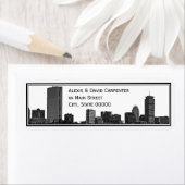 Boston skyline geëtst ingelijst h retour adres etiket (Insitu)