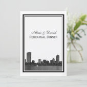 Boston skyline geëtst ingelijst repetitie diner kaart (Staand voorkant)