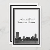 Boston skyline geëtst ingelijst repetitie diner kaart (Voorkant / Achterkant)