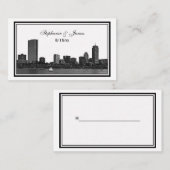 Boston skyline geëtst ingelijste plaats kaarten plaatskaartje (Voorkant / Achterkant)