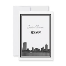 Boston Skyline Gegraveerd Omlijst RSVP