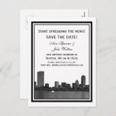 Boston Skyline heeft de datum opgeslagen Aankondigingskaart (Voorkant / Achterkant)
