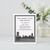 Boston Skyline heeft de datum opgeslagen Aankondigingskaart (Staand voorkant)