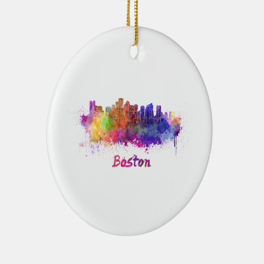 Boston skyline in watercolor keramisch ornament (Rechts)