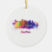 Boston skyline in watercolor keramisch ornament (Voorkant)