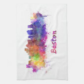 Boston skyline in watercolor theedoek (Verticaal)