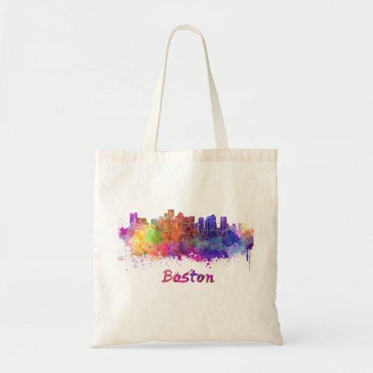 Boston skyline in watercolor tote bag (Voorkant)