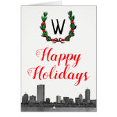 Boston Skyline Kerstmis Prettige feestdagen (Voorkant)