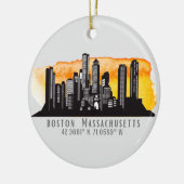 Boston Skyline Latitude en Longitude Keramisch Ornament (Links)